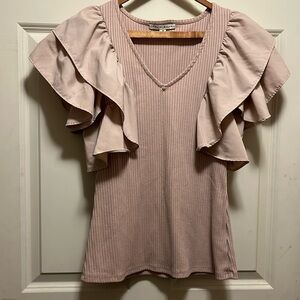 Blouse with layered short sleeve